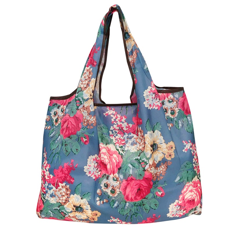 allydrew Large Foldable Tote Nylon Reusable Grocery Bag, 3 Pack, English Rose - Image 3